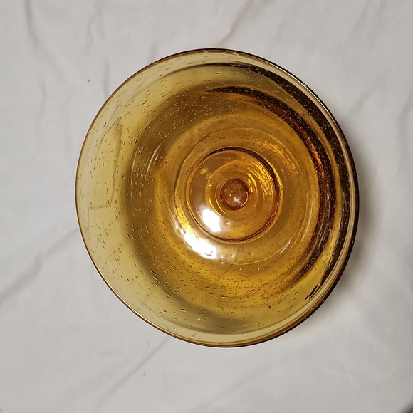Art Blown bubbled Glass Amber Bowl - Picture 6 of 10